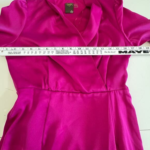 Taylor Wrap Dress Long Sleeve Magenta Pink Size 4 - Picture 10 of 14